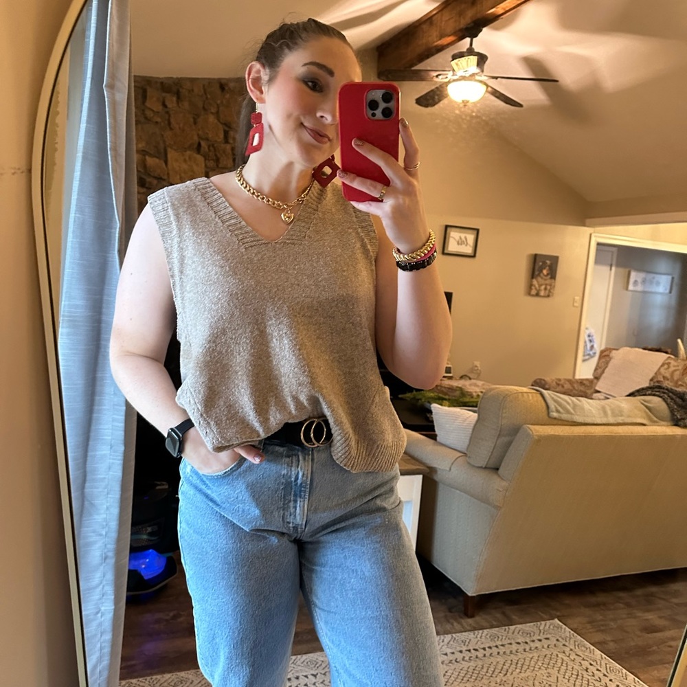 SHEIN tan sweater vest